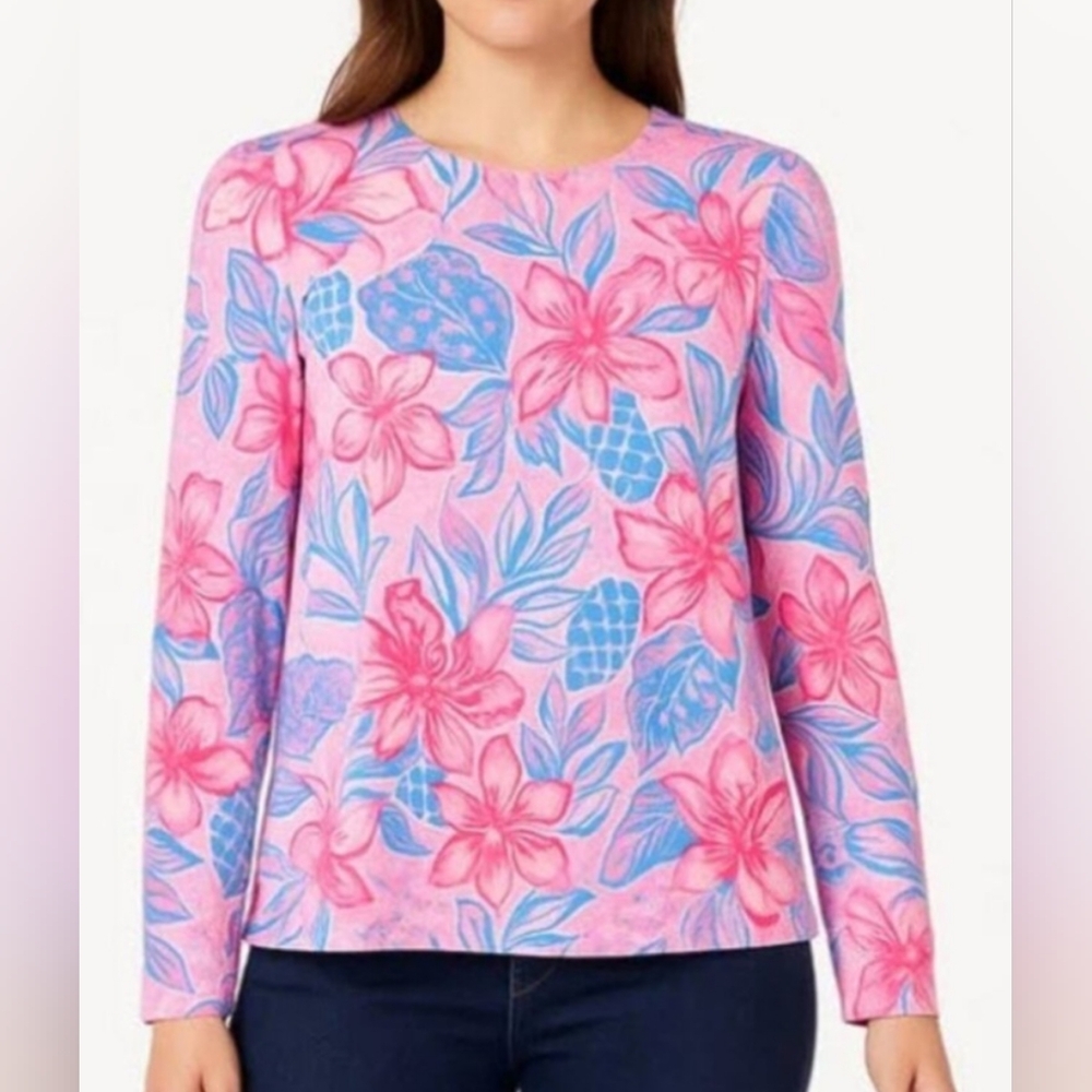 Lilly‎ Pulitzer Jansen Long Sleeve Sweatshirt Pink Isle Snappy Turtle Size S - Picture 7 of 11